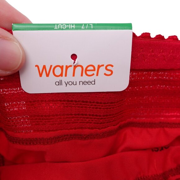 NWT Warners No Pinching No Problems Dig-Free Comfort Lace Hi-Cut Panty Sz L Red - Picture 5 of 5